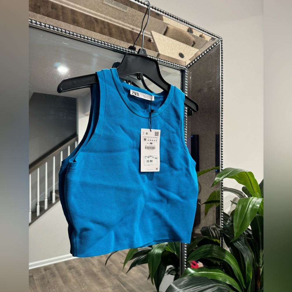 ZARA!!! Knit Crop Top; Size: M; Color: Blue